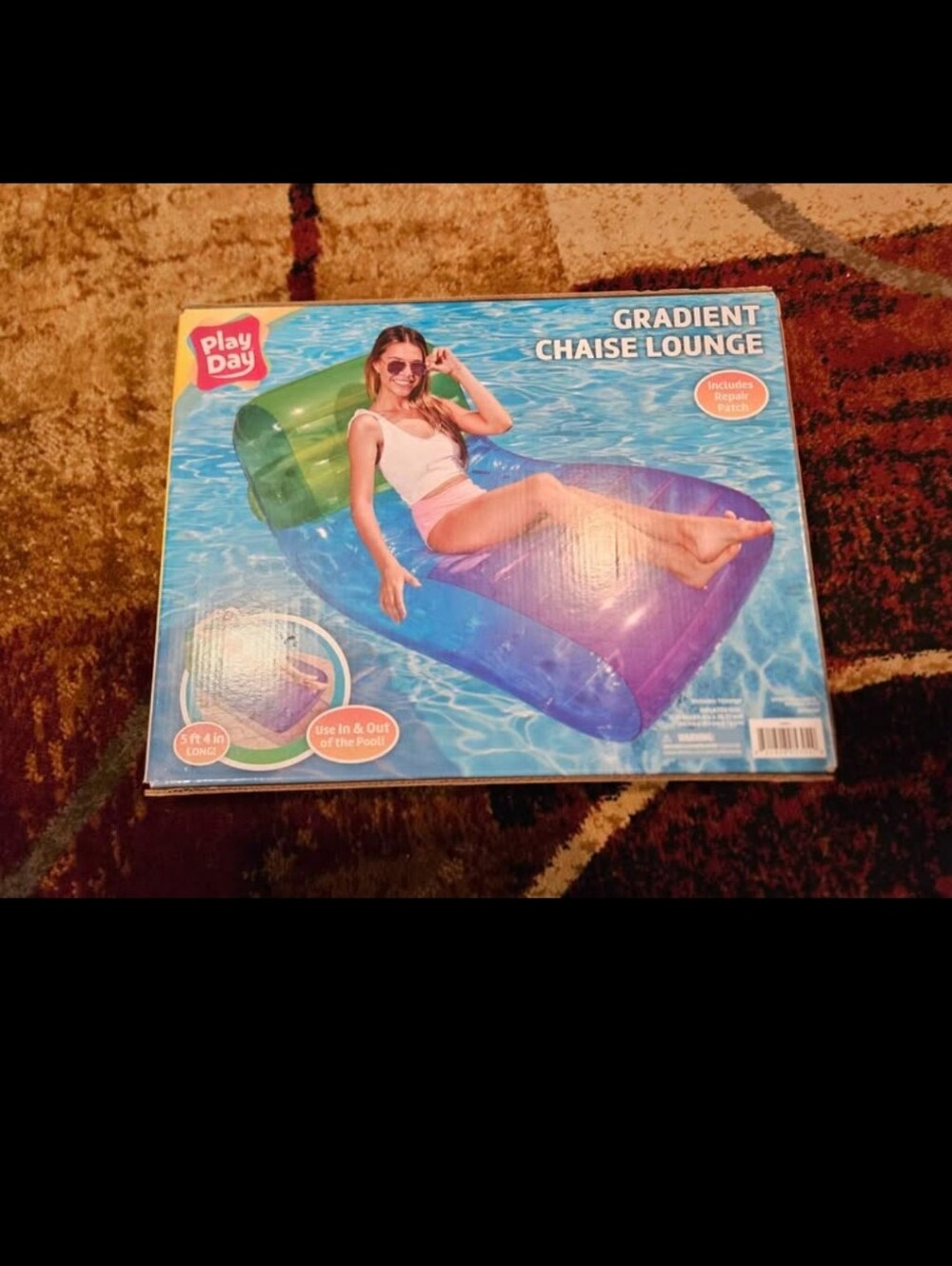 NWT 5 Ft Long Inflatable LAKE LOUNGER Multicolor